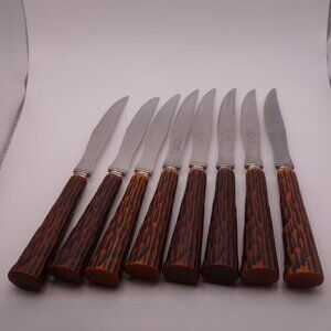 Set of Eight(8) Crown Sheffield Stainless C.S.C. Warranted Cutlery Steak Knives